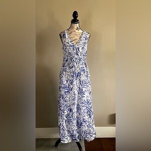 White & Blue Maxi Summer Dress